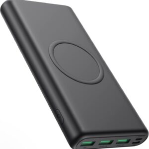 Wireless Portable Charger Power Bank, 33800mAh 15W Fast Wireless Charging 25W PD QC 4.0 USB-C Power Bank, 5 Output & Dual Input External Battery Pack Compatible with iPhone 16/15/14/13/12,Android etc