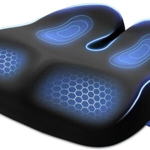 ZIKEE Ergonomic Seat Cushion with Thigh Relief Slope, Office Chair Cushion with Premium Memory Foam for Car, Home, U-Shaped Design Alleviates Hip, Tailbone Pain, Anti-Slip Sciatica Pain Relief Pillow