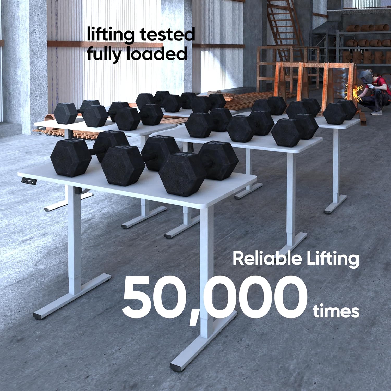 electric standing desk adjustable height, 40x24 inches sit stand up desktop for home office, ergonomic rising computer table with memory preset, white