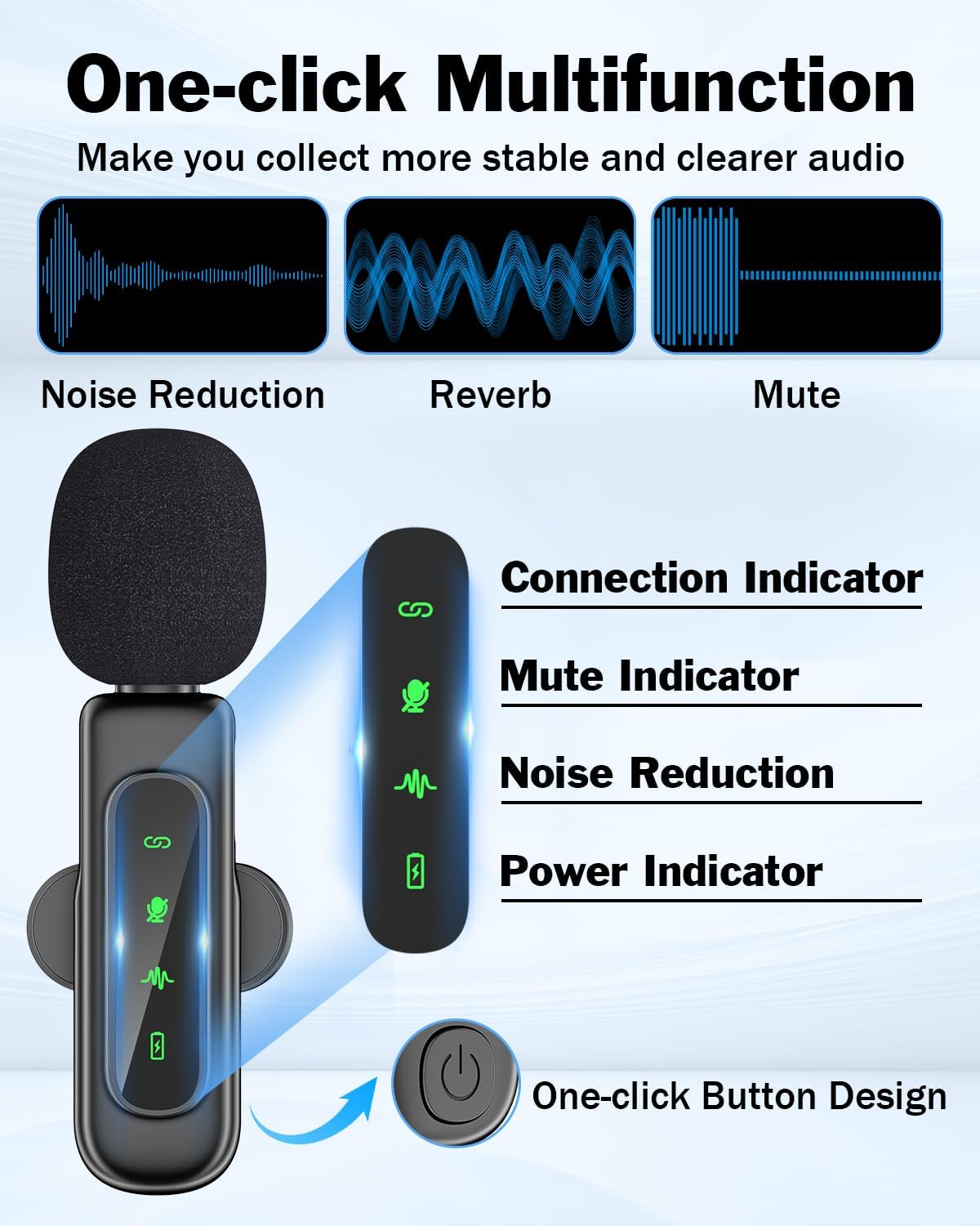 pop voice mini microphone for iphone 16/15/14/ipad/android, wireless lavalier microphone with magnetic collar clip, usb c mini lapel lav mic with noise reduction for vlog youtube tiktok