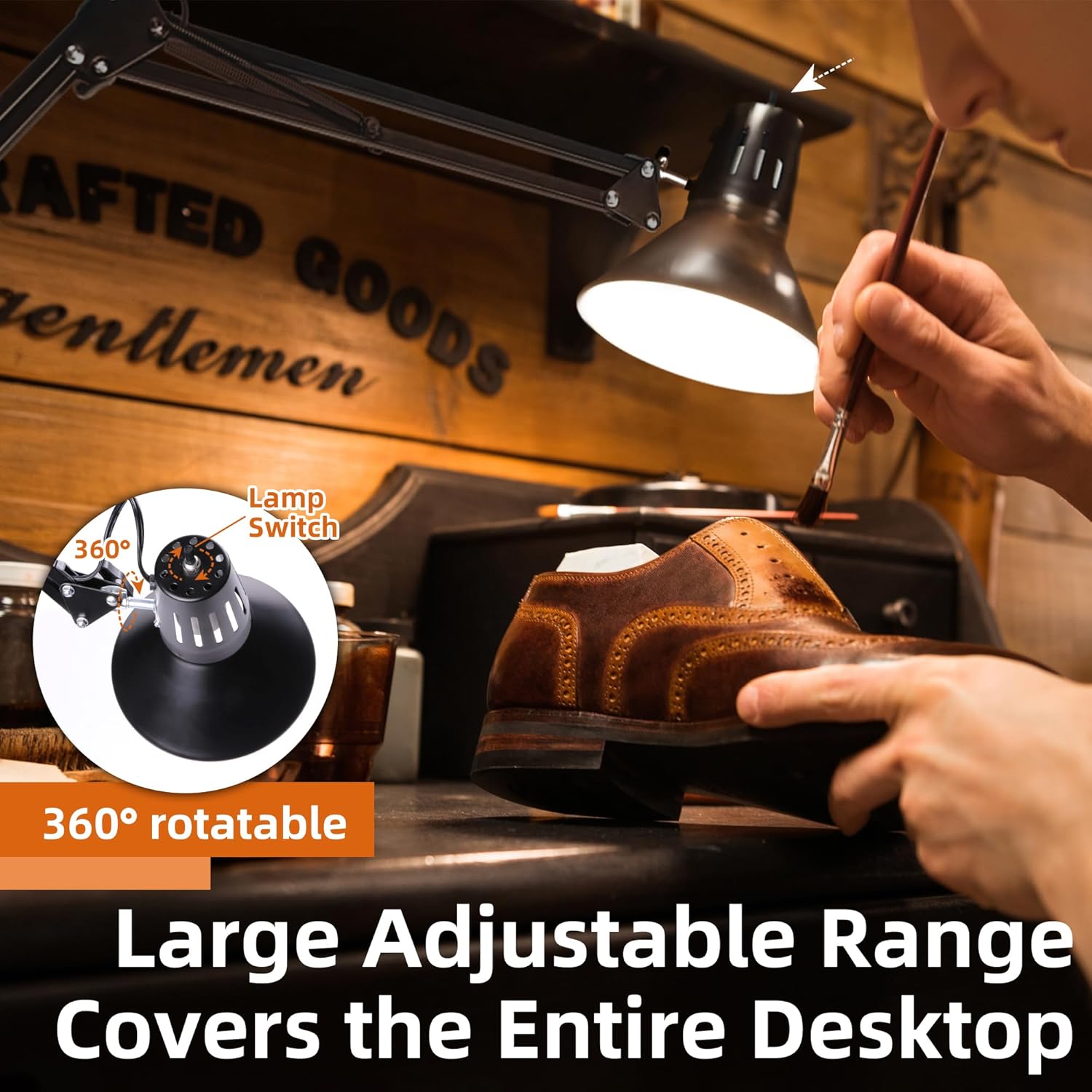 desk lamp for home office eye caring metal extra tall swing arm high intensity clamp flexible gooseneck w/a19 e26 led bulb side table working reading architect computer workbench puzzle warm light