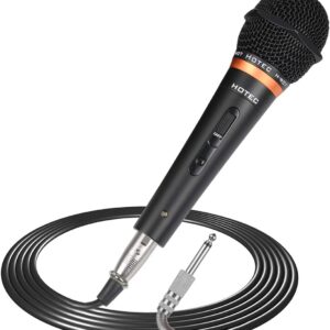 HOTEC Premium Vocal Dynamic Handheld Microphone with 19ft Detachable XLR Cable and ON/Off Switch (Metal Black) (H-W07)