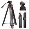 K&F CONCEPT 80" Video Tripod with Fluid Head, Aluminum Heavy Duty Camera Tripod with Smooth Friction Damping, Quick Release Plate for DSLR, Mirrorless, Camcorder, Video Cameras, Max Load 17.6lb