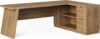 LITTLE TREE 78-Inch L-Shaped Executive Desk, Modern Desk with Drawers & File Cabinet, Large Walnut Office Workstation with Storage Shelves for Home Office