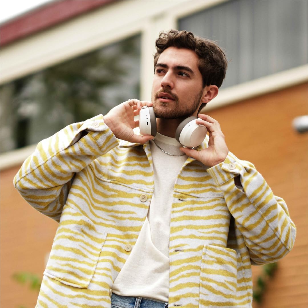 sennheiser consumer audio momentum 4 wireless headphones bluetooth headset for crystal clear calls with adaptive noise cancellation, 60h battery life, customizable sound, white (509267)