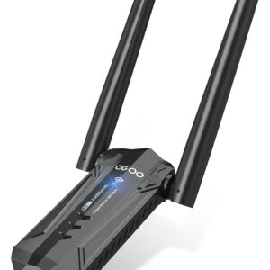 USB 3.0 WiFi 6E Adapter for Desktop PC, QGOO Tri-Band Axe 5400 Wireless Network Receiver/Dongle with 5dBi Dual Antennas, WiFi Card/Stick 6G/5G/2.4G for Laptop Computer Only Compatible Windows 11/10
