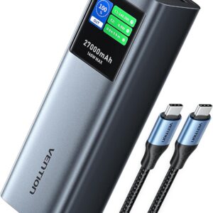 VENTION Powerhive Laptop Power Bank, Aluminum 27,000mAh Portable Charger with PD 3.1 140W USB-C Ports for Multi-Device Charging, for iPhone 17/16 Series, MacBook, Samsung, and More