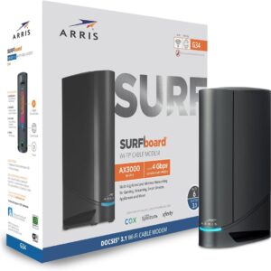 ARRIS (G34) - Cable Modem Router Combo - Fast DOCSIS 3.1 Gigabit WiFi 6 (AX3000), Approved for Comcast Xfinity, Cox, Spectrum & More, 1 Gbps Max Internet Speeds