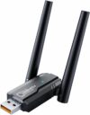 USB WiFi 6 Adapter & Bluetooth 5.4 900Mbps Dual Band 5G/2.4G, 5dBi Antenna for Desktop PC Laptop, Built-in Driver Windows 11/10/7