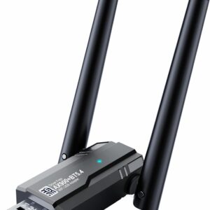 USB WiFi 6 Adapter & Bluetooth 5.4 900Mbps Dual Band 5G/2.4G, 5dBi Antenna for Desktop PC Laptop, Built-in Driver Windows 11/10/7