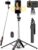 71″ Phone Tripod & Selfie Stick,More Stable 4 Leg Design, Extendable Cell Phone Tripod Stand with Wireless Remote and 2 Fill Light, Compatible with iPhone Android Phone, Camera