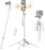 71″ Selfie Stick Tripod: with Wireless Remote & 2 Fill Lights – Tall Phone Tripod Stand with Quad-Leg Base, Aluminum Alloy White Stick for iPhone, Android, GoPro, Vlogging & Video