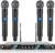 4-Channel Wireless Microphone System, Quad UHF Metal Cordless Mic, 4 Handheld Mics, Long Distance150-200Ft, Fixed Frequency, 16 Hours Use for Karaoke Singing, Church
