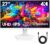 CRUA 27″ 4K White Monitor, UHD(3840x2160P) IPS Panel, 60Hz Computer Monitor, Supports AMD Freesync, USB Type-C, 120% sRGB, Built-in Speakers, Wall Mountable, for Work, Streaming, and Home Office