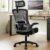 NEO CHAIR Ergonomic Office Desk Chair High Back Computer Gaming Mesh Chair with Comfy Task Adjustable Arms Lumbar Support Headrest Swivel for Home Office (Black)