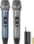 Rechargeable UHF Wireless Microphones, Two Metal Handheld Microphones with 1/4″ Receiver, Plug-and-Play for Speaker & PA System, Karaoke Singsing, Lecture, Stage Performance (Blue&Grey)