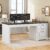 SEDETA Office Desk with 3 Drawers, 55″ Executive Computer Desk with Storage Drawers, Farmhouse Desk with Power Outlet for Home Office, White