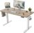 TIQLAB Height Adjustable Electric Standing Desk, 47.2 x 23.6 inch, Sit Stand Up Desk, Splice Board, Computer Home Office Desk, White Frame/Maple Top