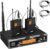 TONOR UHF Wireless Microphones System with Headset/Lavalier Lapel Mics, Bodypack Transmitter, Receiver, 2*15 Channels, 200ft Range for Live Singing Karaoke Church Party DJ PA Speaker Mixer Recording